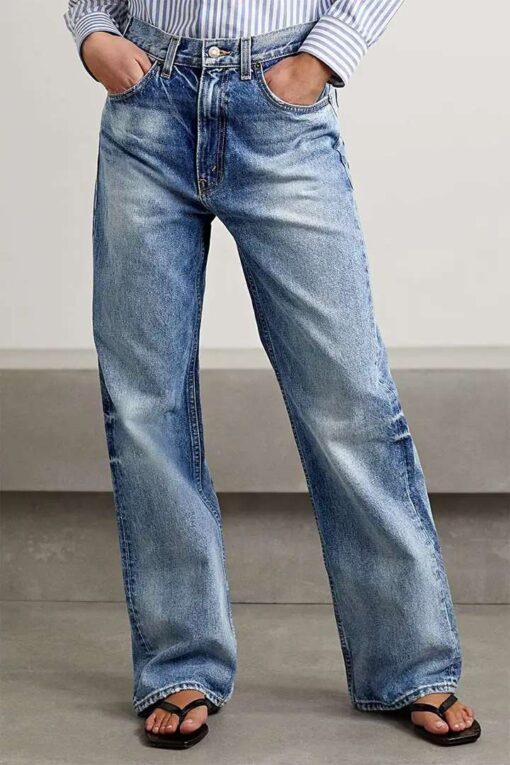 Wash High Rise Straight Leg Jeans Without Belt